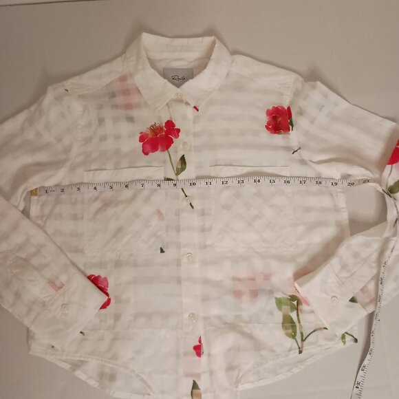 Rails Women’s Kelsey Floral Powder Check Blouse with Front Tie Size S Small - Picture 13 of 16